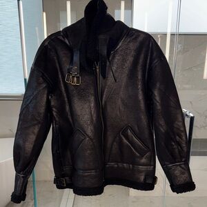 Women’s Oversized Black Faux Sherling Jacket
